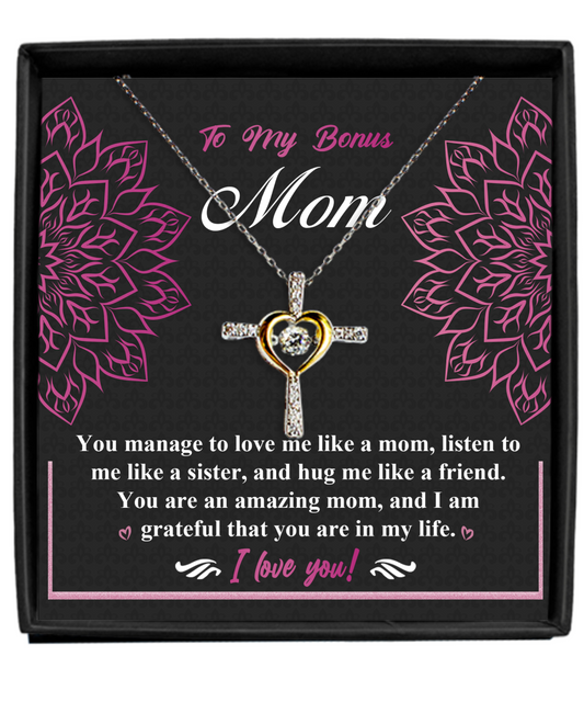 Bonus Mom - An Amazing Mom | Cross Dancing Necklace